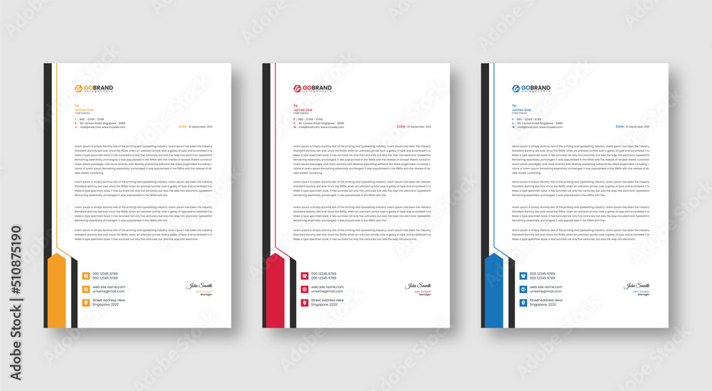 Abstract Letterhead Template Design, Modern Business Letterhead Design Template