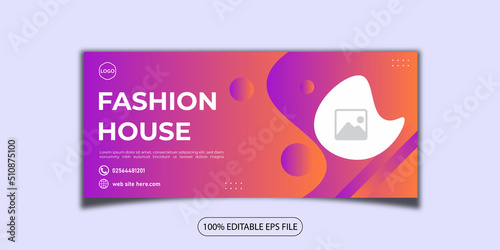 Fashion flash big sale facebook cover page timeline web ad banner template  modern layout  and vivid pink shape and text