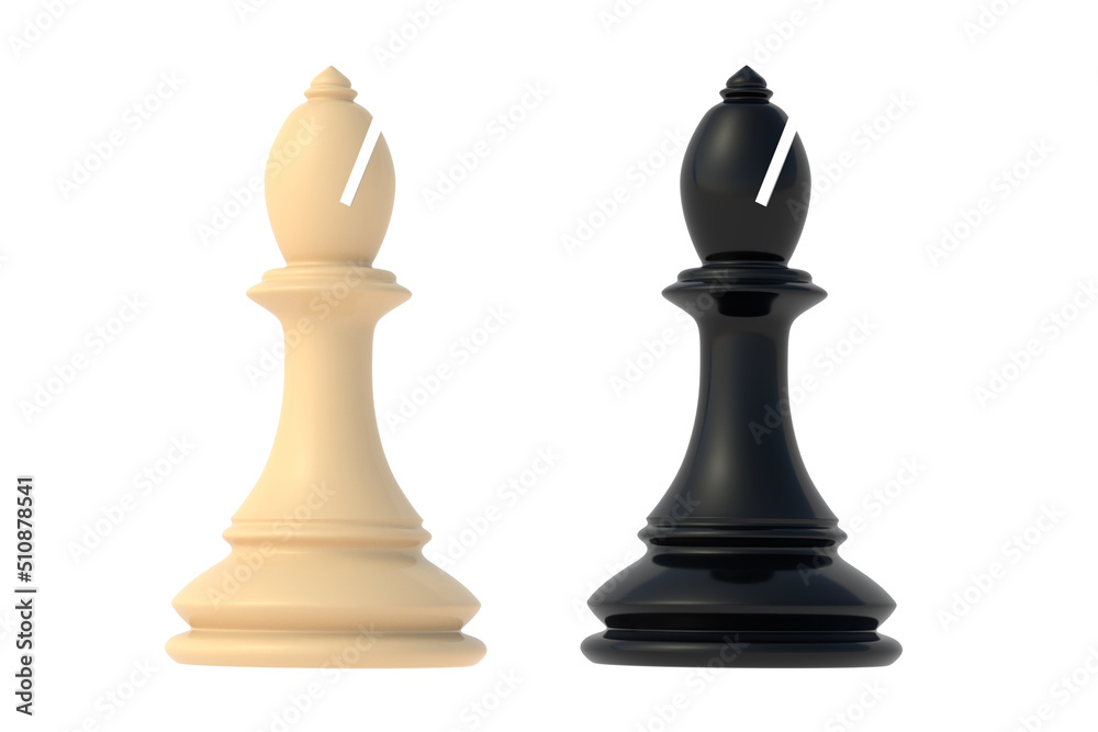 Chess figure bishop isolated on white background. 3d render Chess figure bishop isolated on white background. 3d render