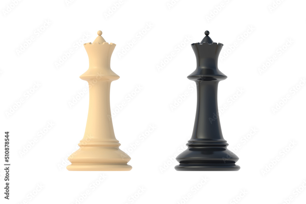 Chess figure queen isolated on white background. 3d render Chess figure queen isolated on white background. 3d render
