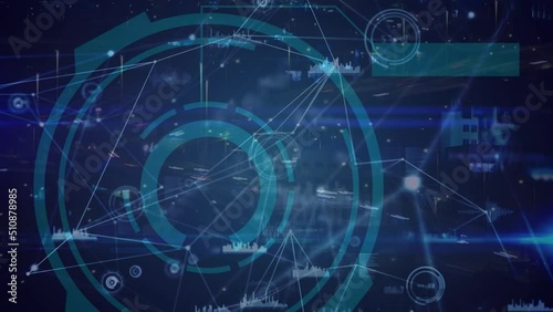 Wallpaper Mural Animation of network of connections over fast traffic and scope Torontodigital.ca