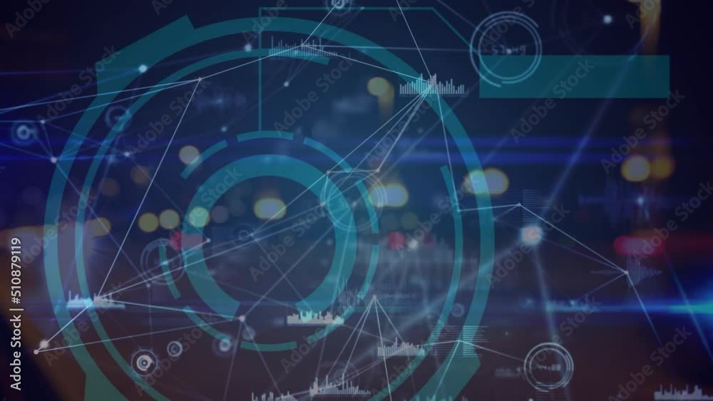 Animation of network of connections over fast traffic and scope Animation of network of connections over fast traffic and scope