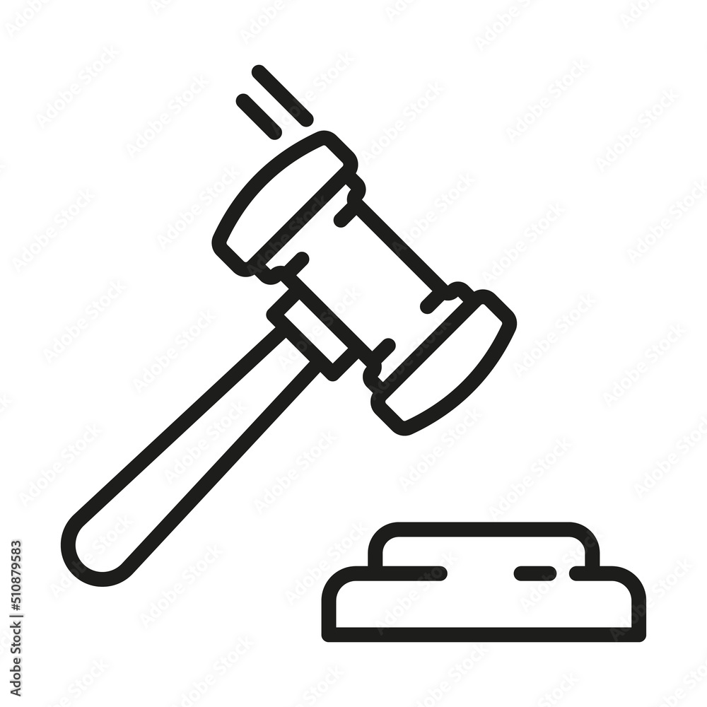 Judge gavel. Law symbol. Gavel line icon, outline vector logo illustration, linear Judge gavel. Law symbol. Gavel line icon, outline vector logo illustration, linear