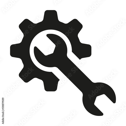 wrench tool icon vector illustration. Cogwheel and wrench or technical service or support.