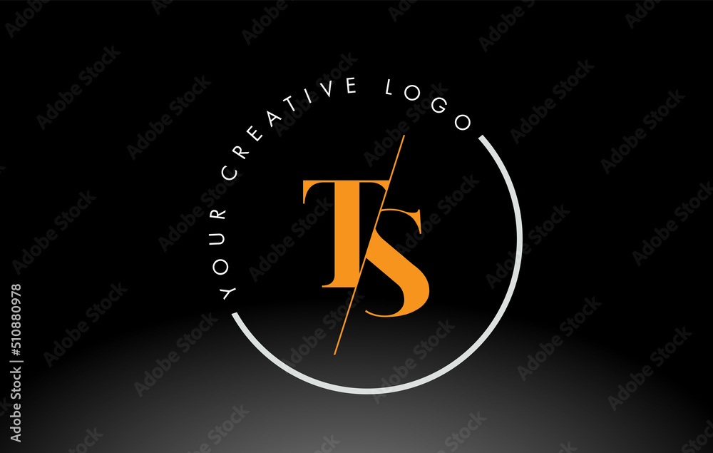 Orange TS Serif Letter Logo Design with Creative Intersected Cut. Orange TS Serif Letter Logo Design with Creative Intersected Cut.