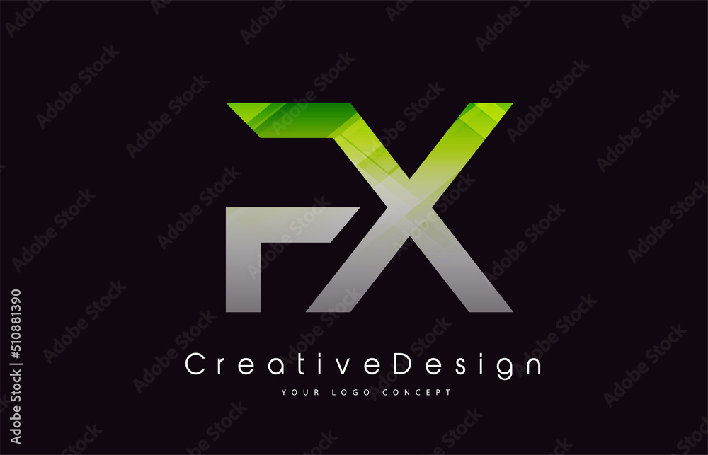 FX Letter Logo Design. Green Texture Creative Icon Modern Letters Vector Logo. FX Letter Logo Design. Green Texture Creative Icon Modern Letters Vector Logo.