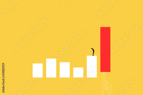 Hand push the graph to be back rising up. Leadership to lead business growth in market downturns, entrepreneur or investor skill to manage to earn more profit concept.