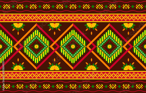 Geometric ethnic pattern oriental. Design for fabric, curtain, background, carpet, wallpaper, clothing, wrapping, Batik, fabric,Vector illustration.