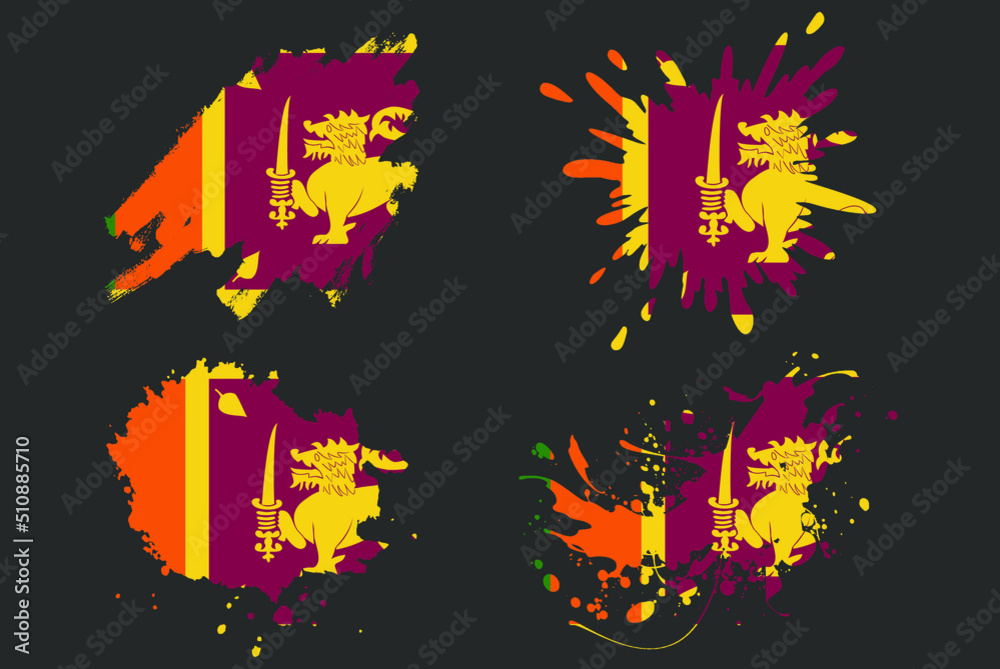 Sri Lanka flag brush splash vector set, country logo asset, paint grunge illustration concept, Sri Lanka flag brush stroke grunge effect, water splash mask, creative country flag logo idea Sri Lanka flag brush splash vector set, country logo asset, paint grunge illustration concept, Sri Lanka flag brush stroke grunge effect, water splash mask, creative country flag logo idea