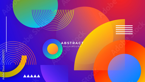 Modern colorful vibrant vivid abstract presentation background with geometric circle triangle stripe lines