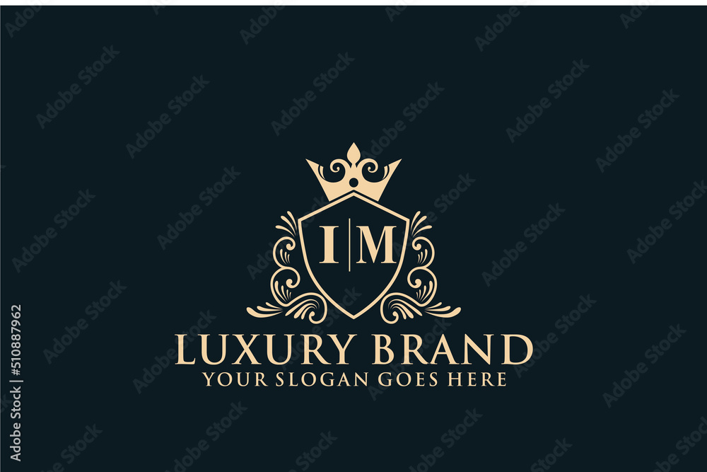 letter Initial IM elegant luxury monogram logo or badge template with ...