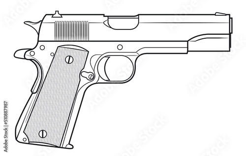 Vector illustration of the Colt 1911 automatic pistol