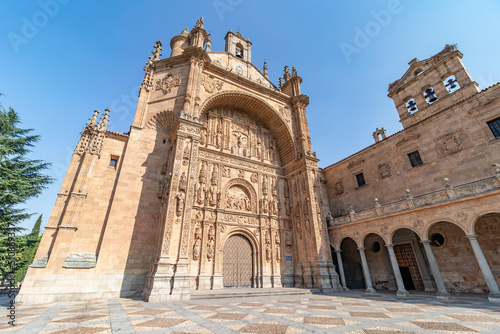 Main Entrance to Saint Esteban convent in Salamanca. The convent of San Esteban is a Dominican convent located in the city of Salamanca, in the Plaza del Concilio de Trento, Castile and Leon, Spain