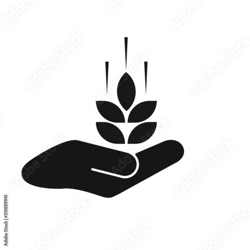 Caring for wheat, silhouette icon, Save wheat, flat vector illustration for UI graphic design.