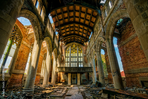 An abandoned church and theater in Gary, Indiana photo