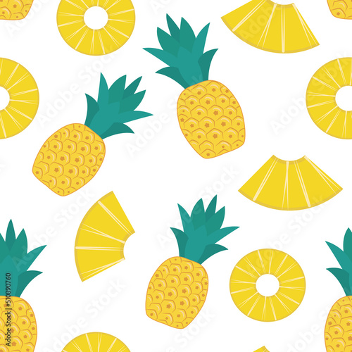Seamless pineapple pattern for textile fabric or wallpaper backgrounds or wallpaper