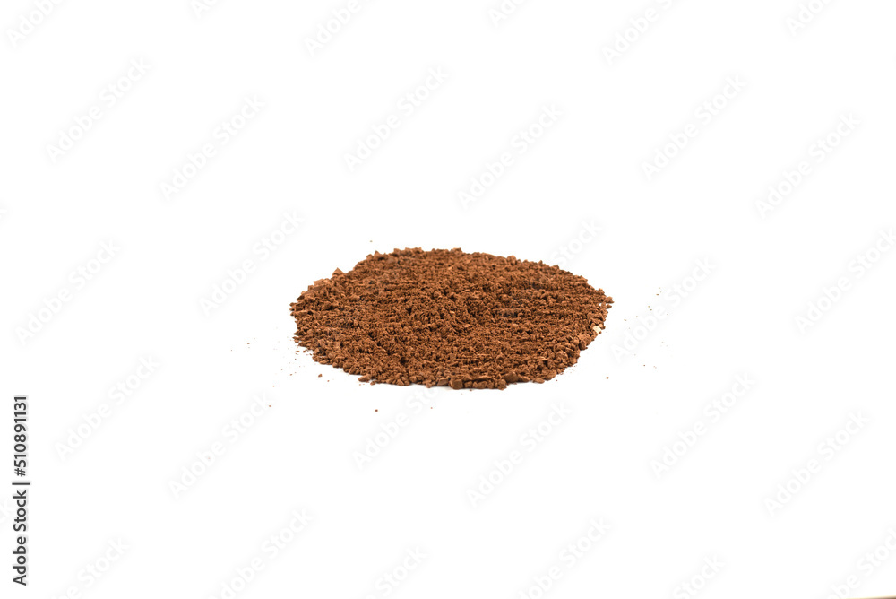 Makeup cosmetics. Eyeshadow in brown color crushed palette, colorful eye shadow powder on white background Makeup cosmetics. Eyeshadow in brown color crushed palette, colorful eye shadow powder on white background