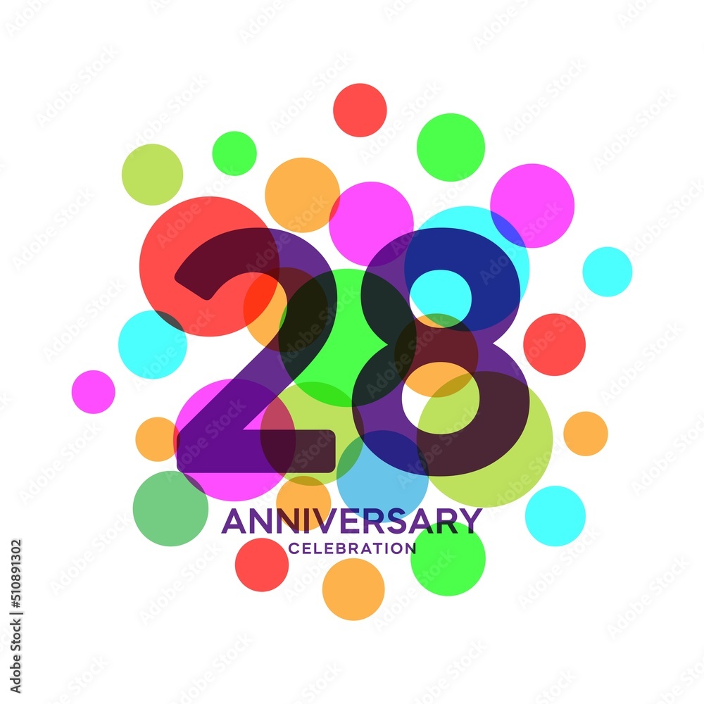 Fototapeta premium 28 Years Anniversary Celebration Vector Template Design Illustration