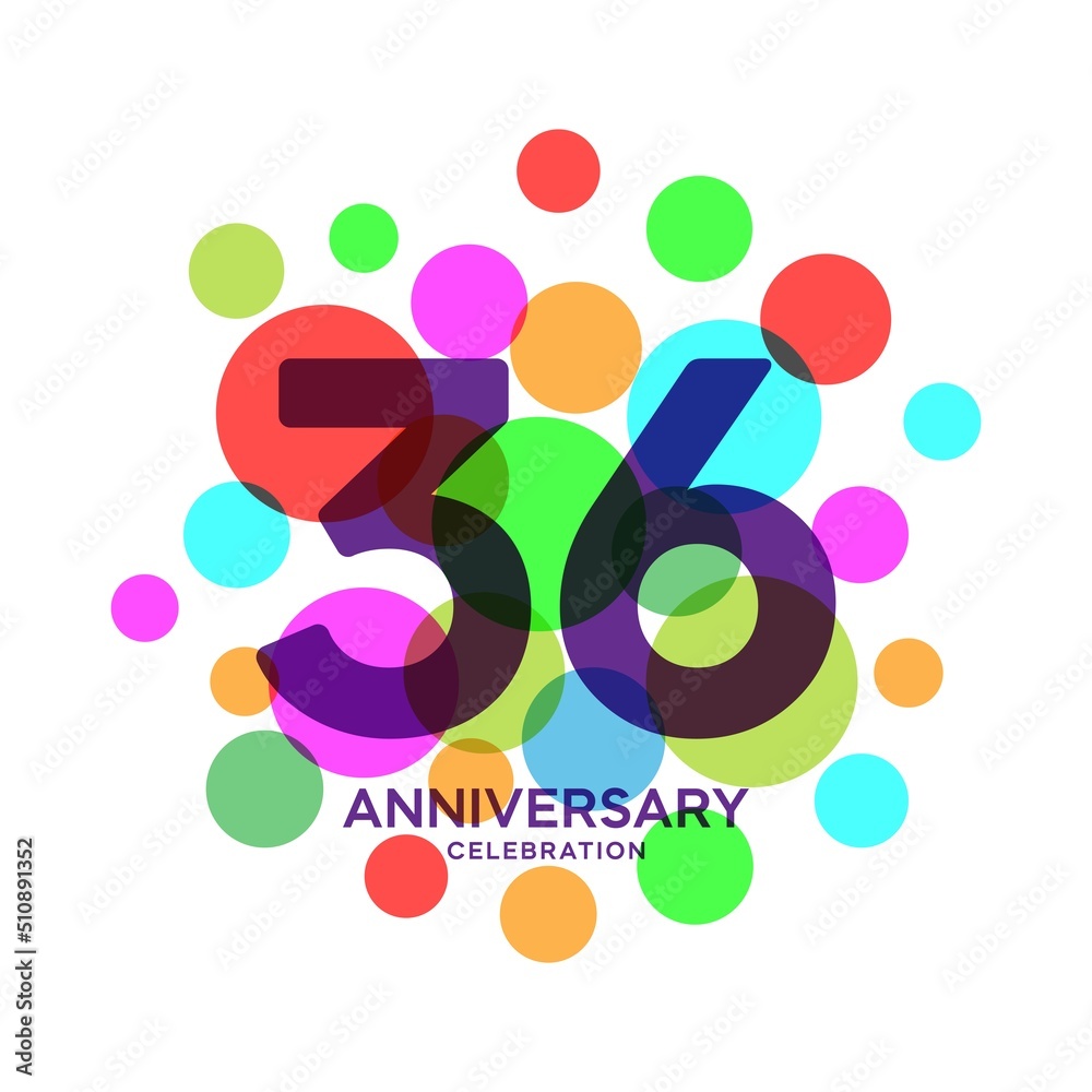 36 Years Anniversary Celebration Vector Template Design Illustration