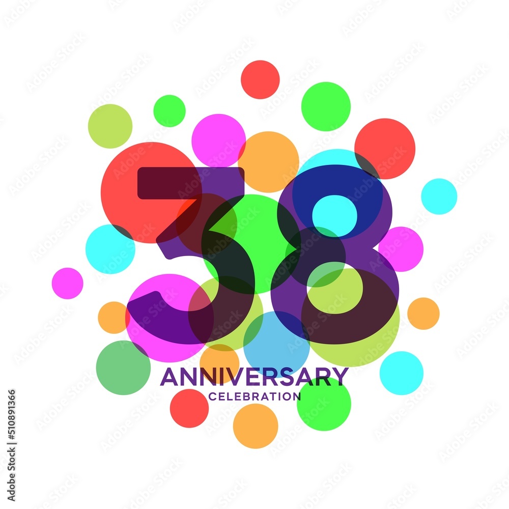 38 Years Anniversary Celebration Vector Template Design Illustration