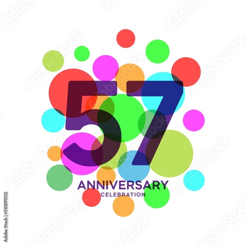 57 Years Anniversary Celebration Vector Template Design Illustration