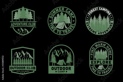 adventure summer forest outdoor camp design or art for logo t-shirt design