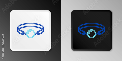 Line Silicone ball gag with a leather belt icon isolated on grey background. Fetish accessory. Sex toy for men and woman. Colorful outline concept. Vector