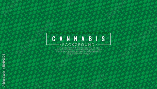 Green cannabis pattern background. Marijuana leaf template wallpaper. Herb concept. Vector illustration.