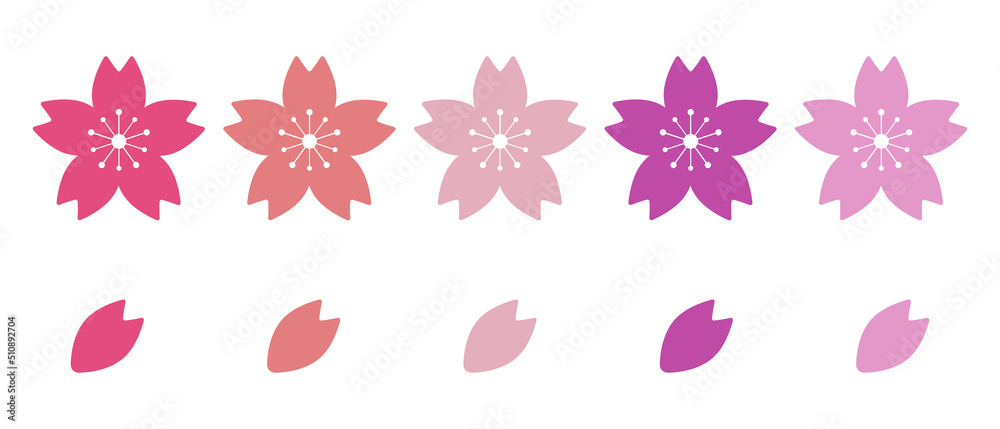 Cherry blossom icon set. Petals and cherry blossoms. Vector.