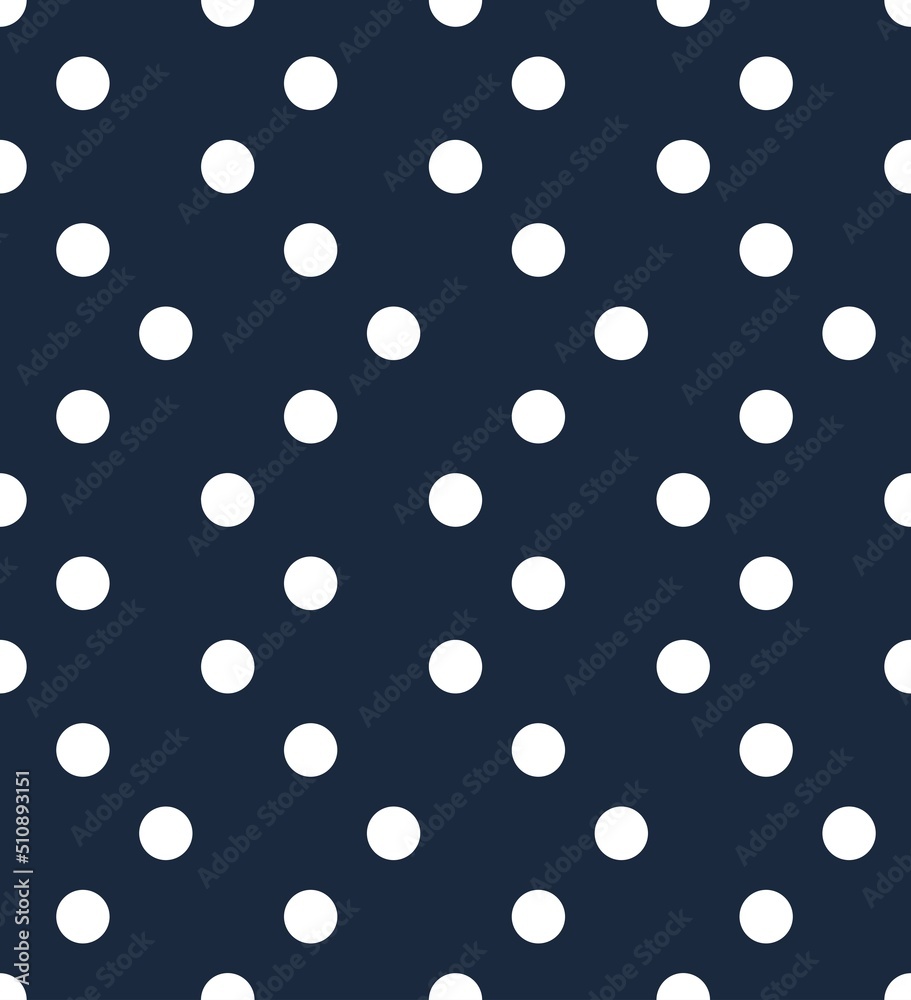 Polka dot pattern vector print blue seamless background for textile