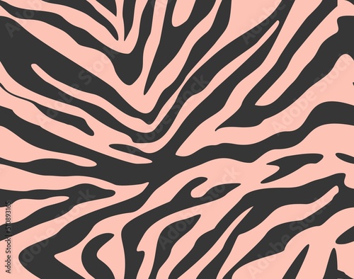  Vector zebra print seamless pink background, trendy texture for printing clothes, fabric, paper. Animal skin