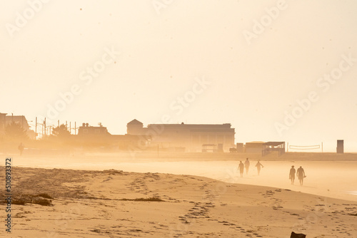 Haze and blowing sand on the beach at Cape May in Capy May, New Jersey, USA