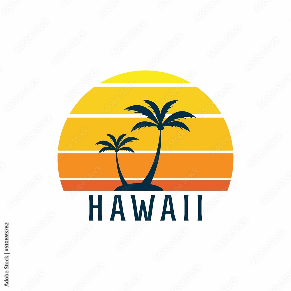 Hawaii Simple logo illustration design for sign, symbol, t shirt, poster, etc