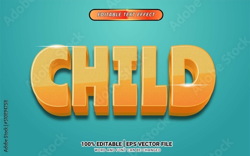 Child playful 3d text effect editable template design vector