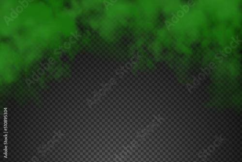 Green stink bad smell, smoke or poison gases,chemical toxic vapour.Vector realistic set of stench breath or sweat odor isolated on transparent checkered background.