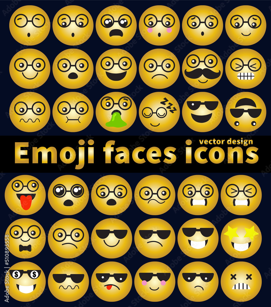Emoji faces icons vector design bad and good review happy and sad ...