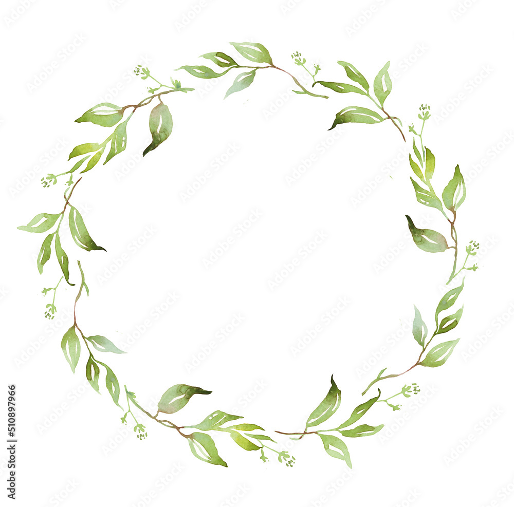Watercolor greenery wreath