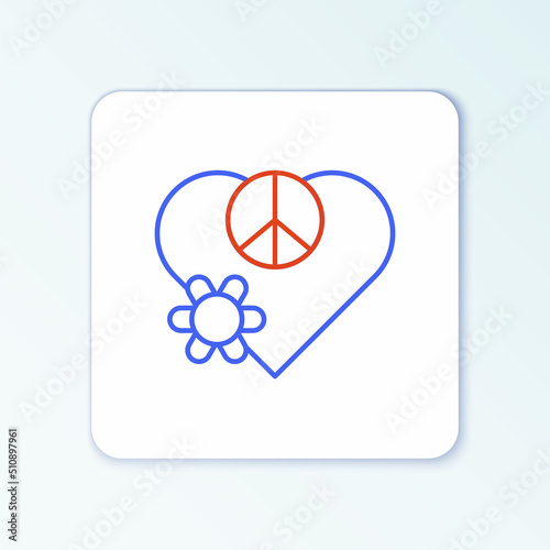 Line Love peace icon isolated on white background. Hippie symbol of peace. Colorful outline concept. Vector