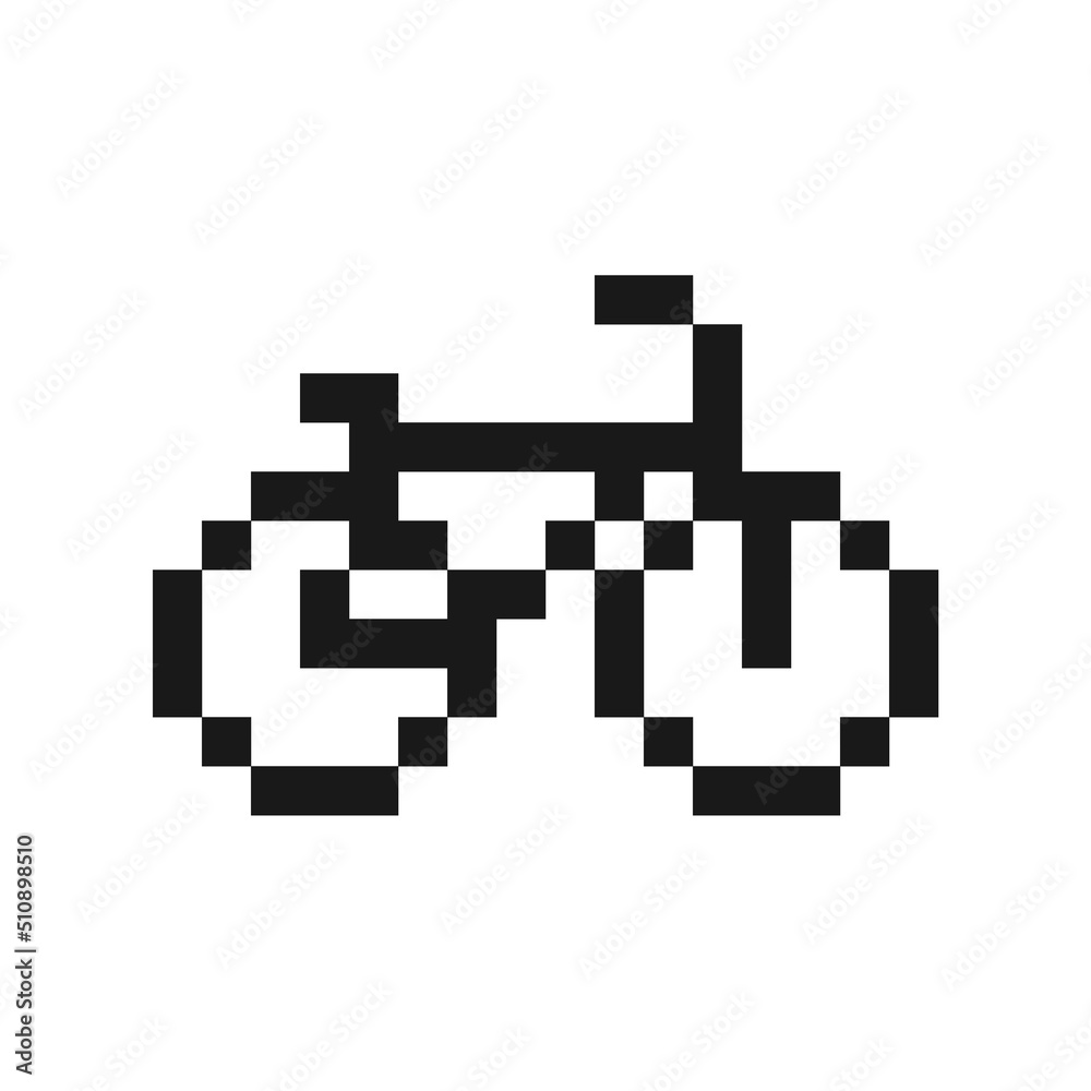 Bicycle icon in pixel art design isolated on white background, bike vector sign symbol Bicycle icon in pixel art design isolated on white background, bike vector sign symbol