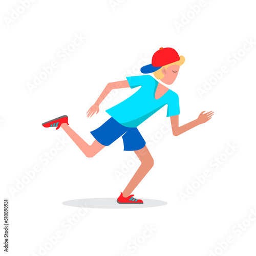 running boy illustration on isolated white background