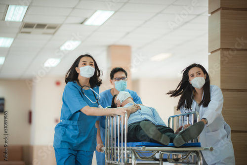 emergency patient concept, professional doctor working for help emergency patient at hospital clinic health care photo