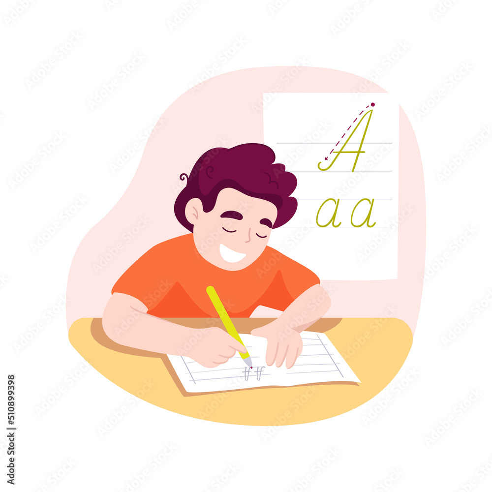 Handwriting practice isolated cartoon vector illustration. Handwriting practice isolated cartoon vector illustration.