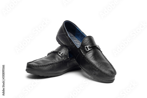 Classic male black leather shoes isolated on a white © Other Edge