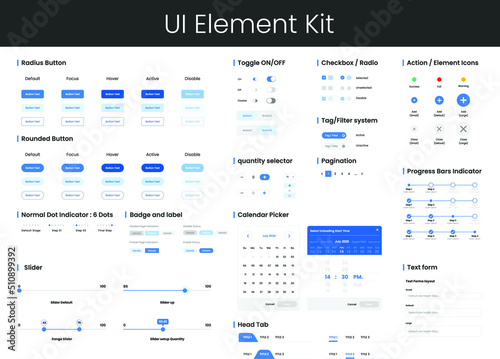 Vector UI Elements kit for website template and Mobile Application photo
