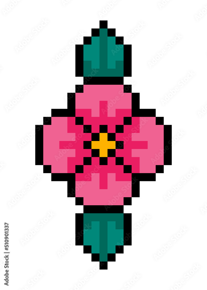 Fototapeta premium pixel flower and leaves 