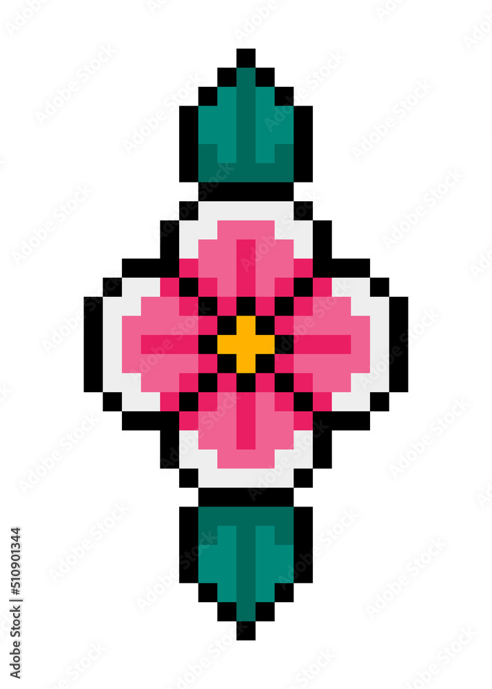 pixel flower and leaves
pixel flower and leaves