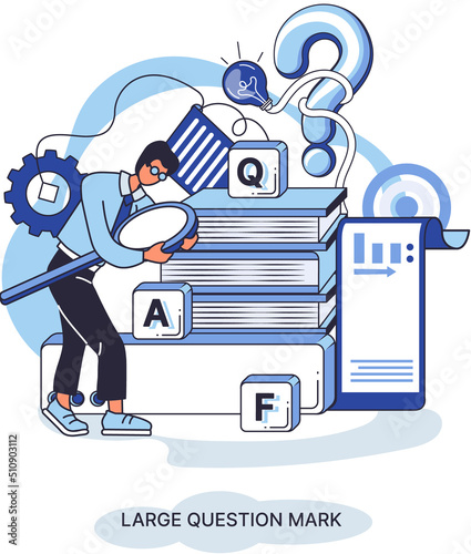 Ladge question mark metaphor. Problem and solution concept, question mark. Ask questions and receive answers. Online support center. Solving complex issues, why sign forum. FAQ frequently asked help