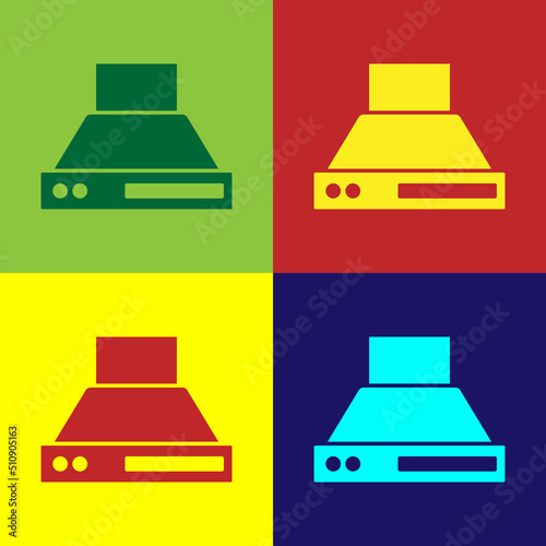 Pop art Kitchen extractor fan icon isolated on color background. Cooker hood. Kitchen exhaust. Household appliance. Vector