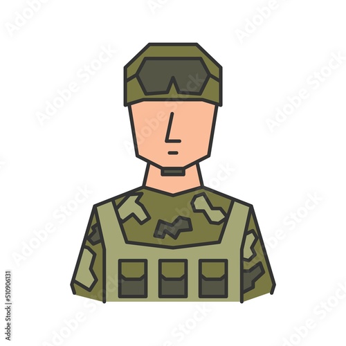 Soldier in helmet avatar vector flat icon
