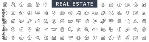 Fényképezés Real Estate thin line icons